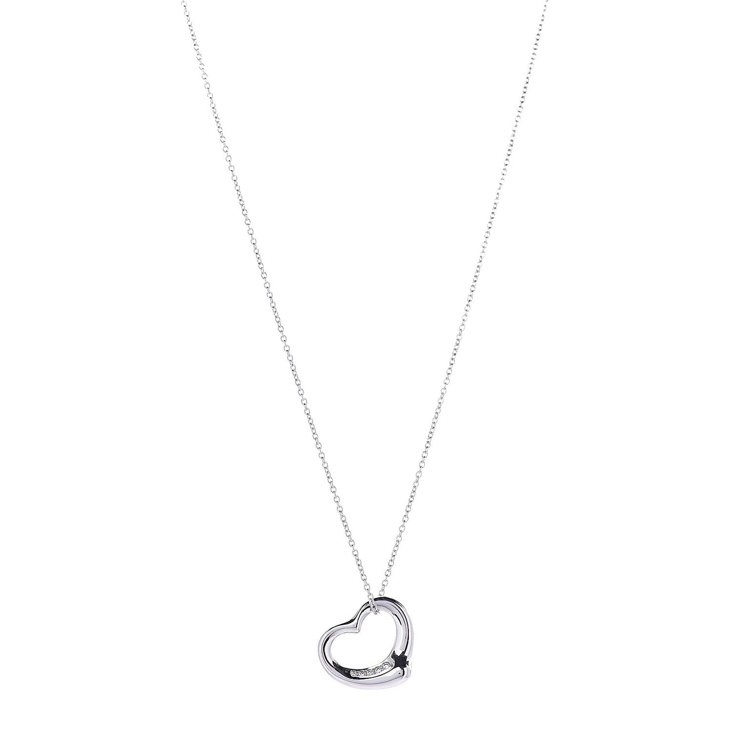Platinum Diamond 16mm Elsa Peretti Open Heart Pendant Necklace