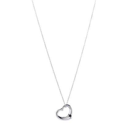 Tiffany Platinum Diamond 16mm Elsa Peretti Open Heart Pendant Necklace 1 of 8