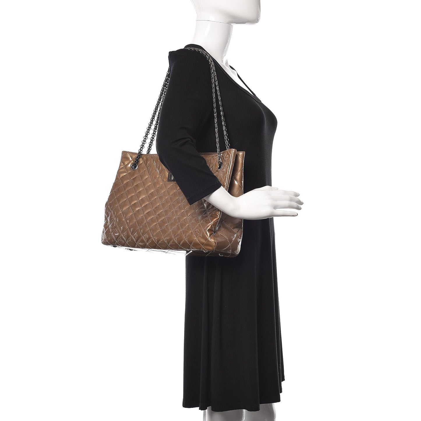 Patent Calfskin Quilted Reissue 2.55 Tote Khaki