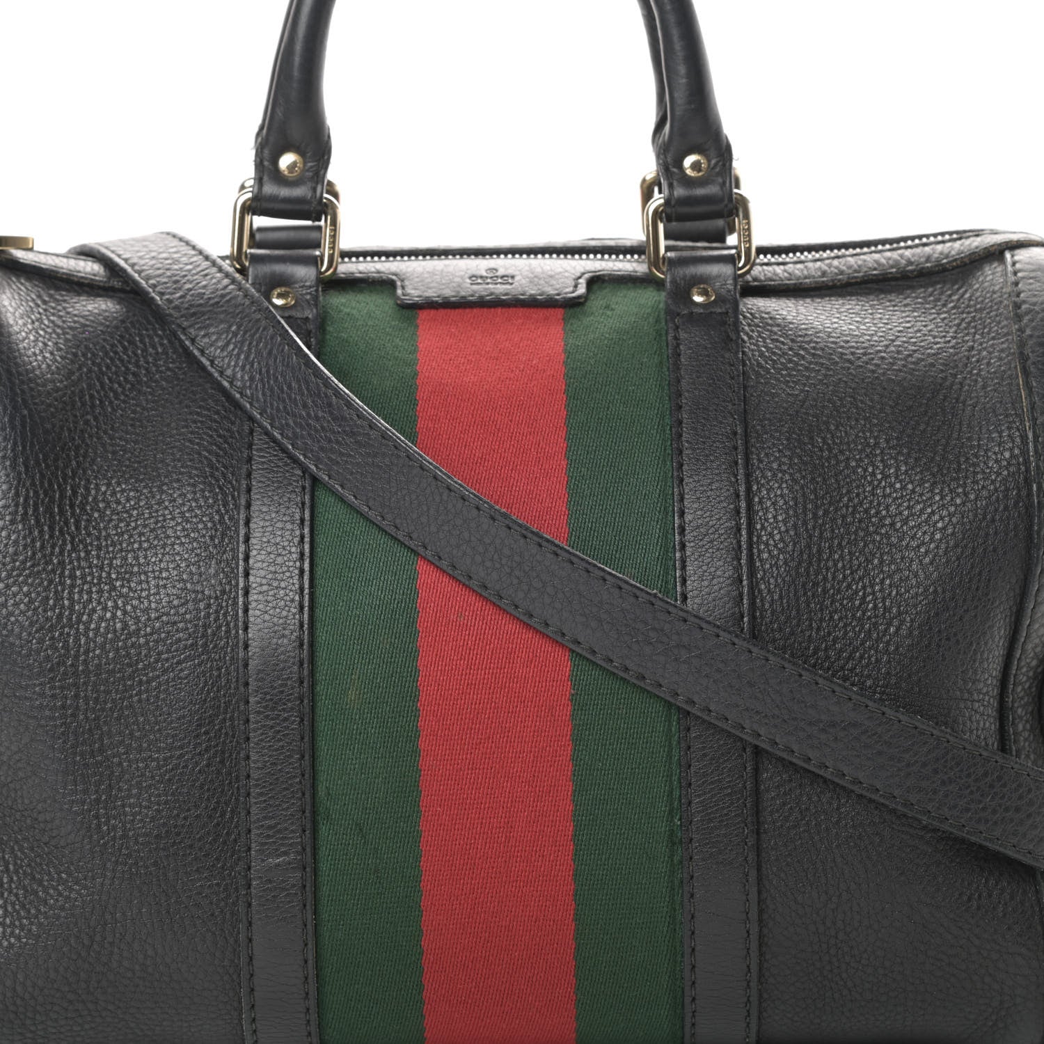 Gucci Calfskin Vintage Web Medium Boston Black 8 of 23