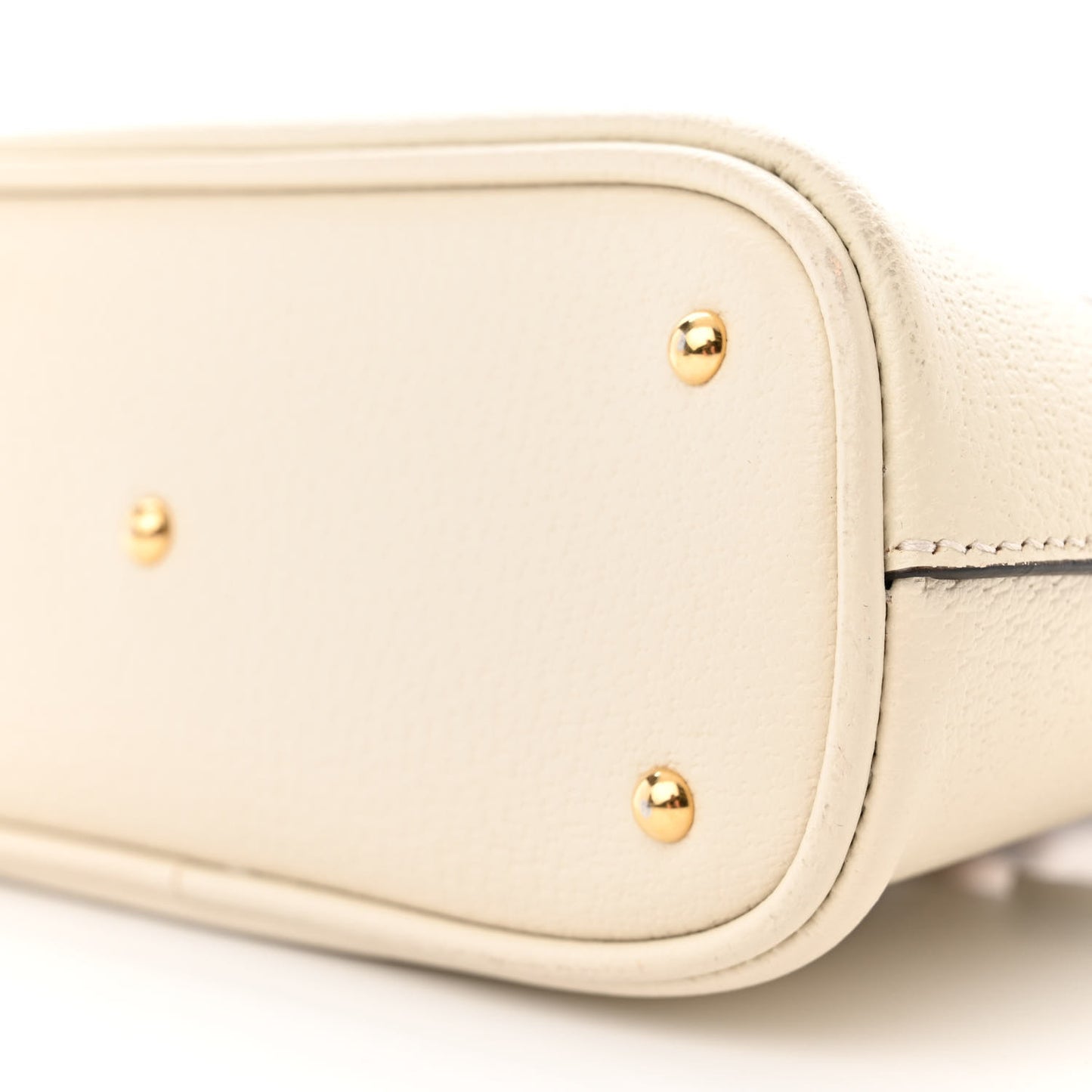 Textured Dollar Calfskin Mini Diana Dome Tote Bag White