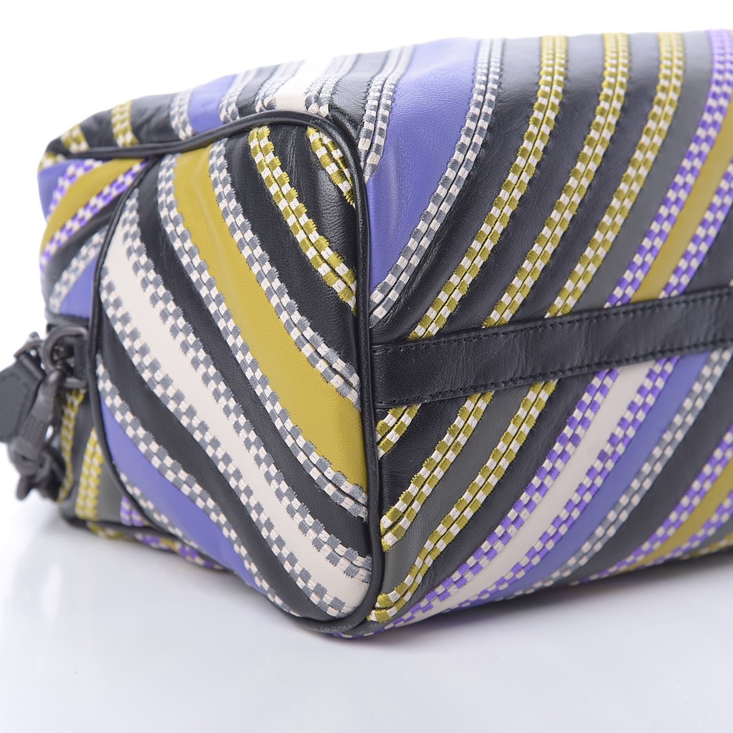 Bottega Veneta Nappa Diagonal Stripe Boston Lavender Black Multi 9 of 12