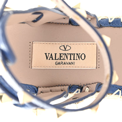 Valentino Garavani Grained Calfskin Rockstud Ankle Strap Espadrille Flat Sandals 36 Baltique 13 of 18