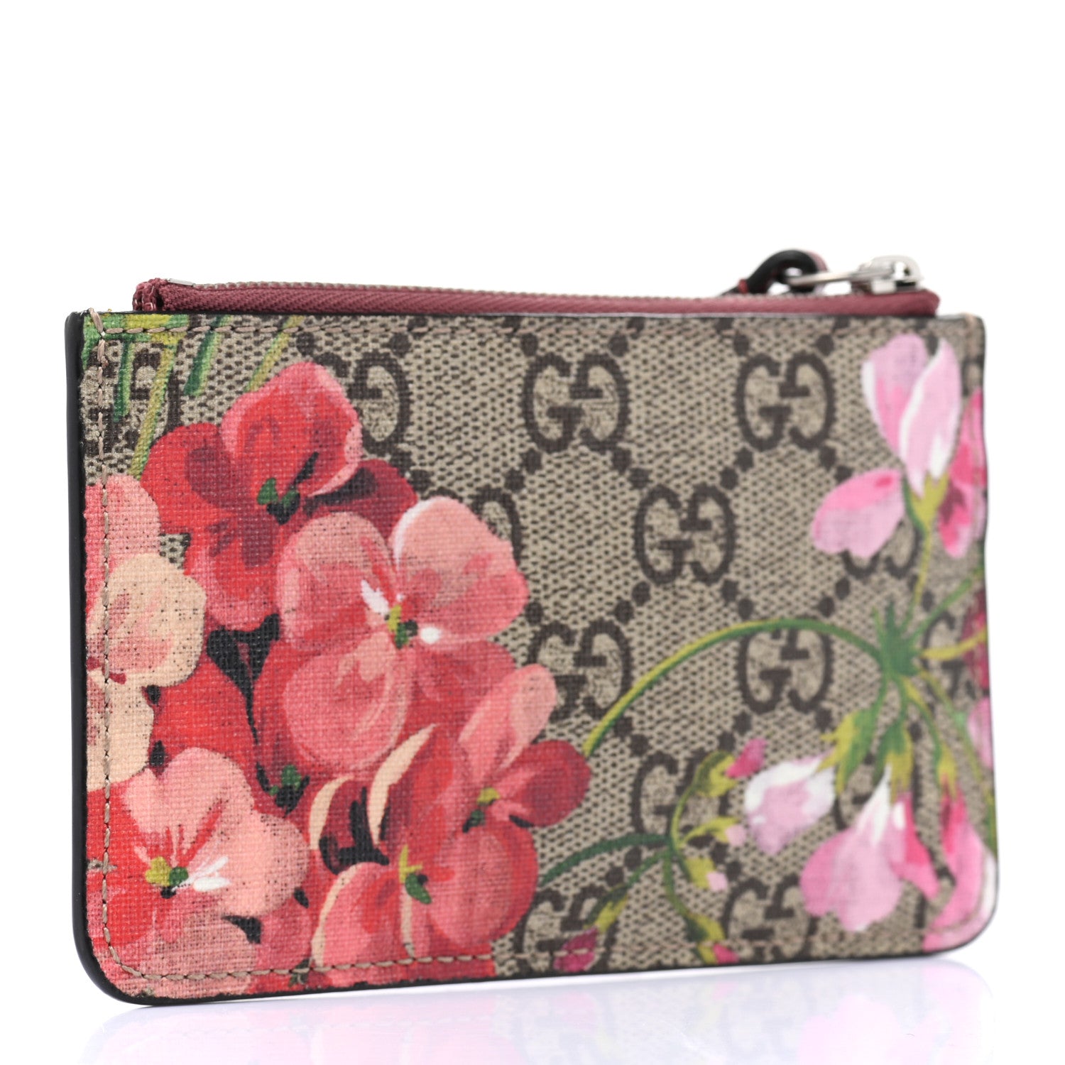 Gucci GG Supreme Monogram Blooms Key Ring Coin Case Beige Multicolor Dry Rose 3 of 6