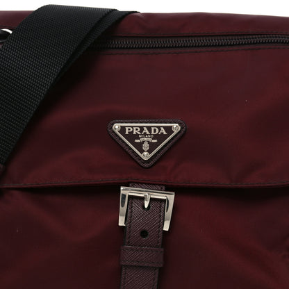 Prada Nylon Vela Saffiano Single Buckle Messenger Shoulder Bag Bordeaux 7 of 9