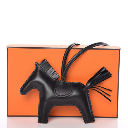 Hermes Milo Lambskin Grigri Rodeo Horse Bag Charm MM So Black 5 of 5