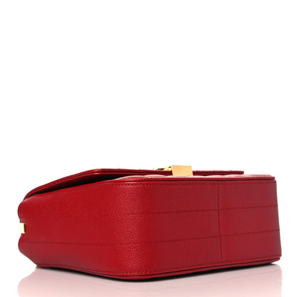 Saint Laurent Grain De Poudre Matelasse Monogram Medium Vicky Chain Bag Red 3 of 9