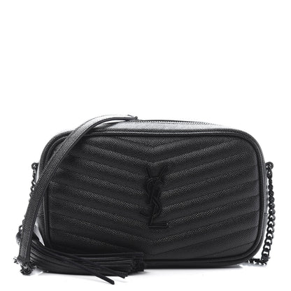 Saint Laurent Grain De Poudre Matelasse Monogram Mini Lou Camera Bag Black 1 of 11
