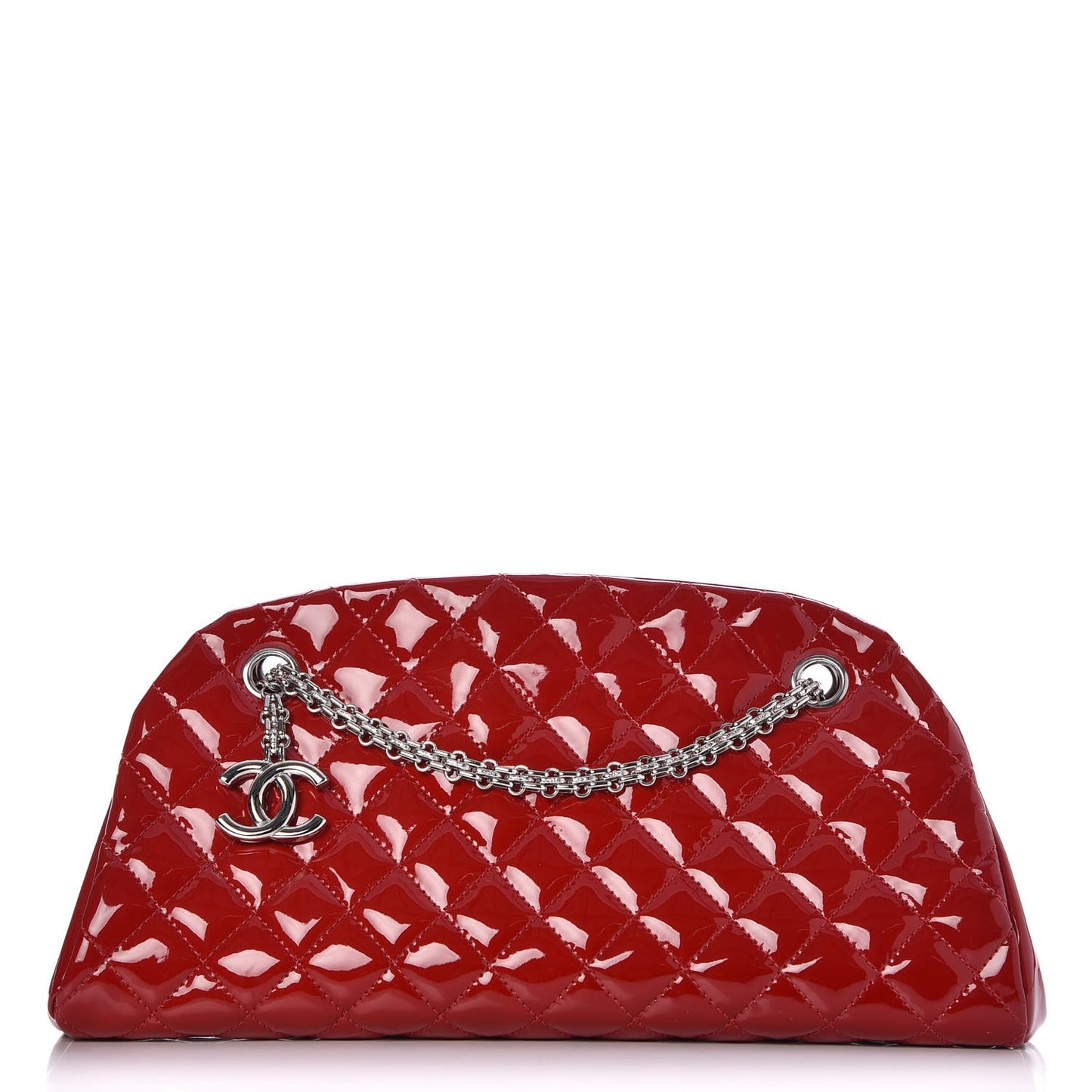 Patent Quilted Medium Just Mademoiselle Bowling Bag Red