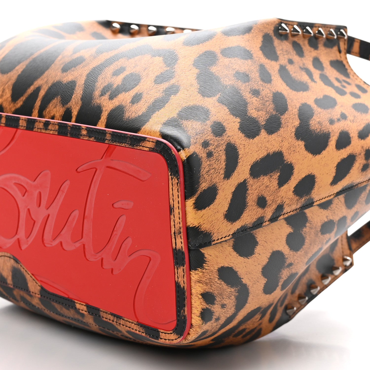 Christian Louboutin Calfskin Empire Leopard Print Spiked Cabarock Shopper Tote Spicy 9 of 9