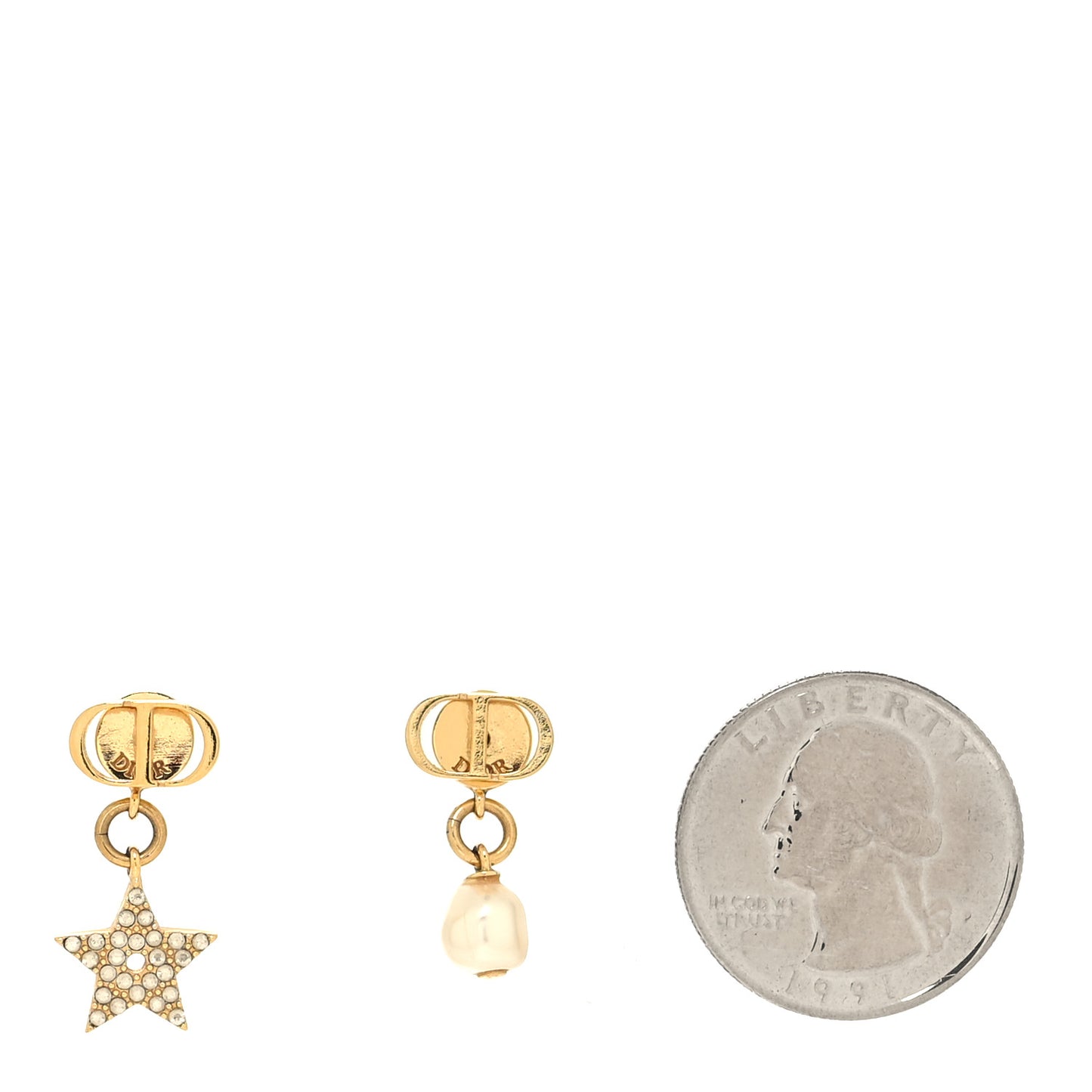 Crystal Pearl Star Earrings Gold