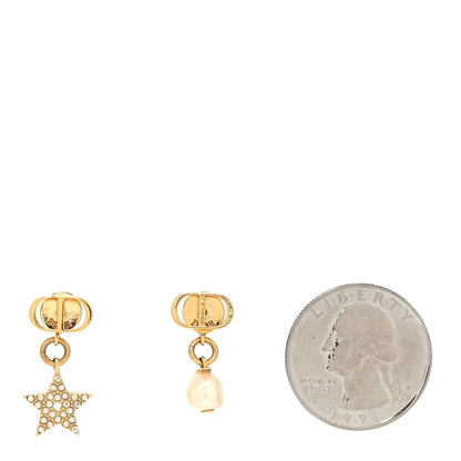 Christian Dior Crystal Pearl Star Earrings Gold 2 of 4