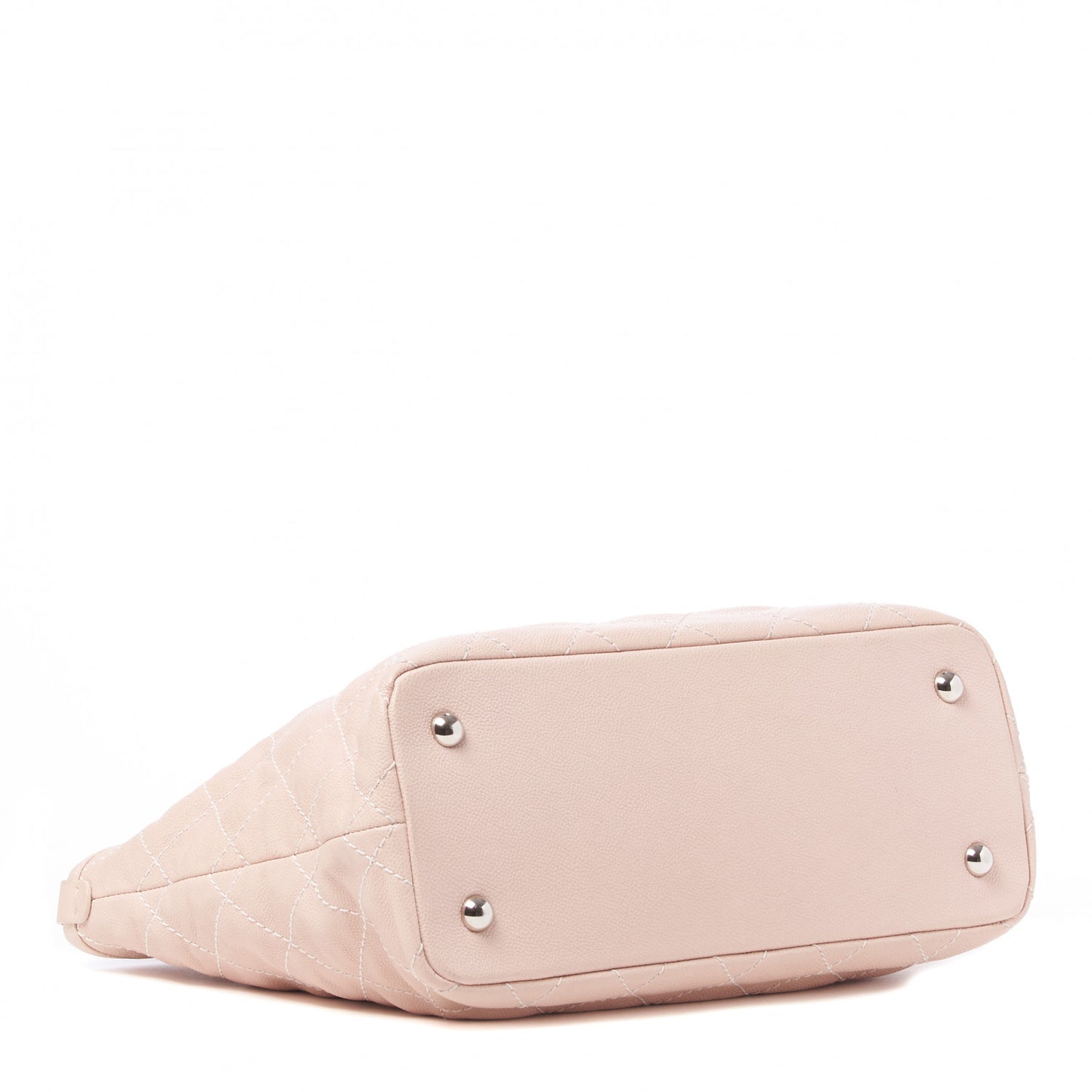 Grained Calfskin Quilted Small Daily Shopping Tote Light Pink