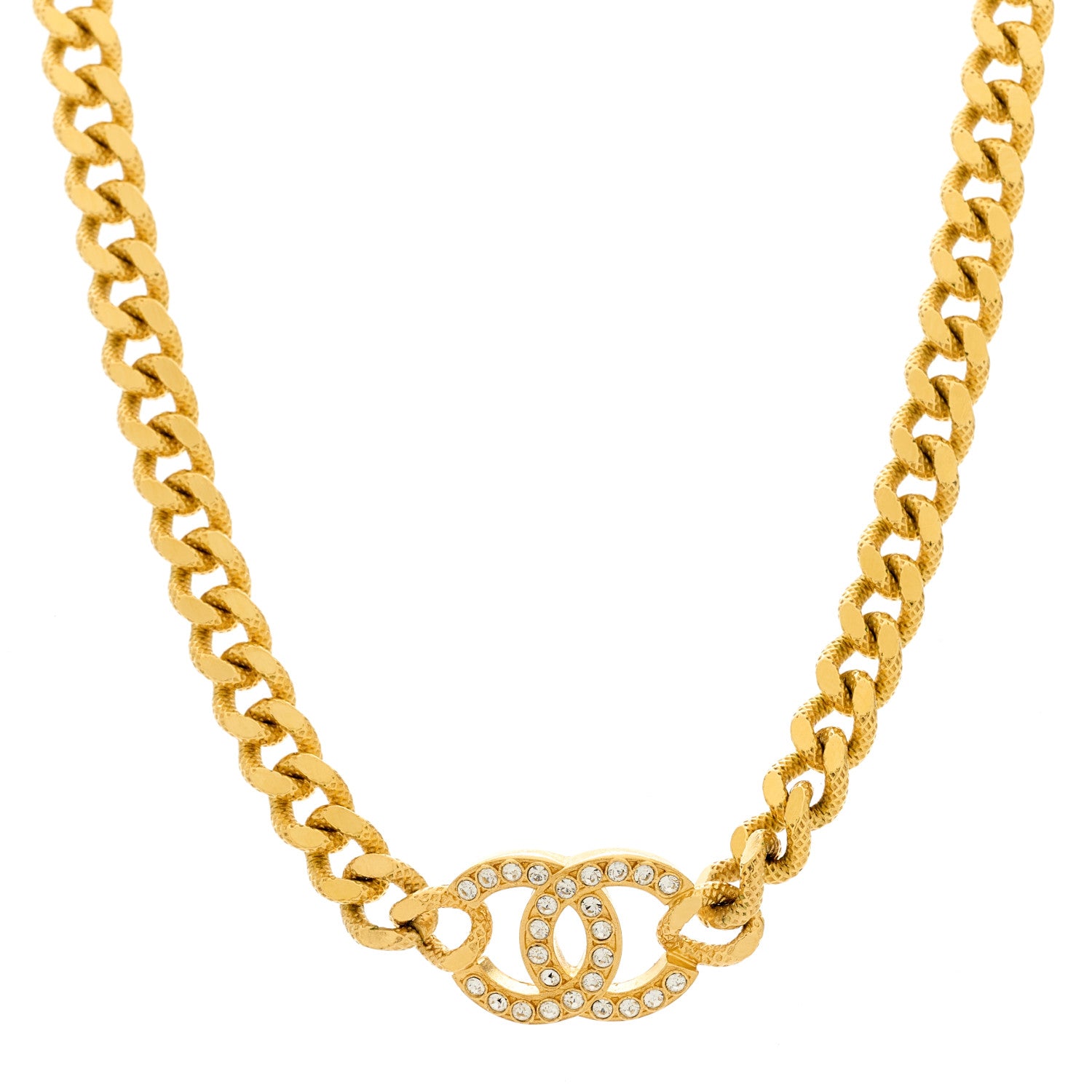 CHANEL ゴールド カチューシャ気まぐれsale Chanel Crystal Chain Link CC Choker Necklace Gold 1816526