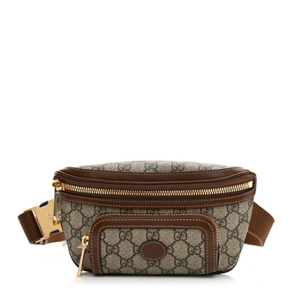 Gucci GG Supreme Monogram Textured Calfskin Retro Interlocking G Belt Bag Beige Ebony Brown Sugar 1 of 12