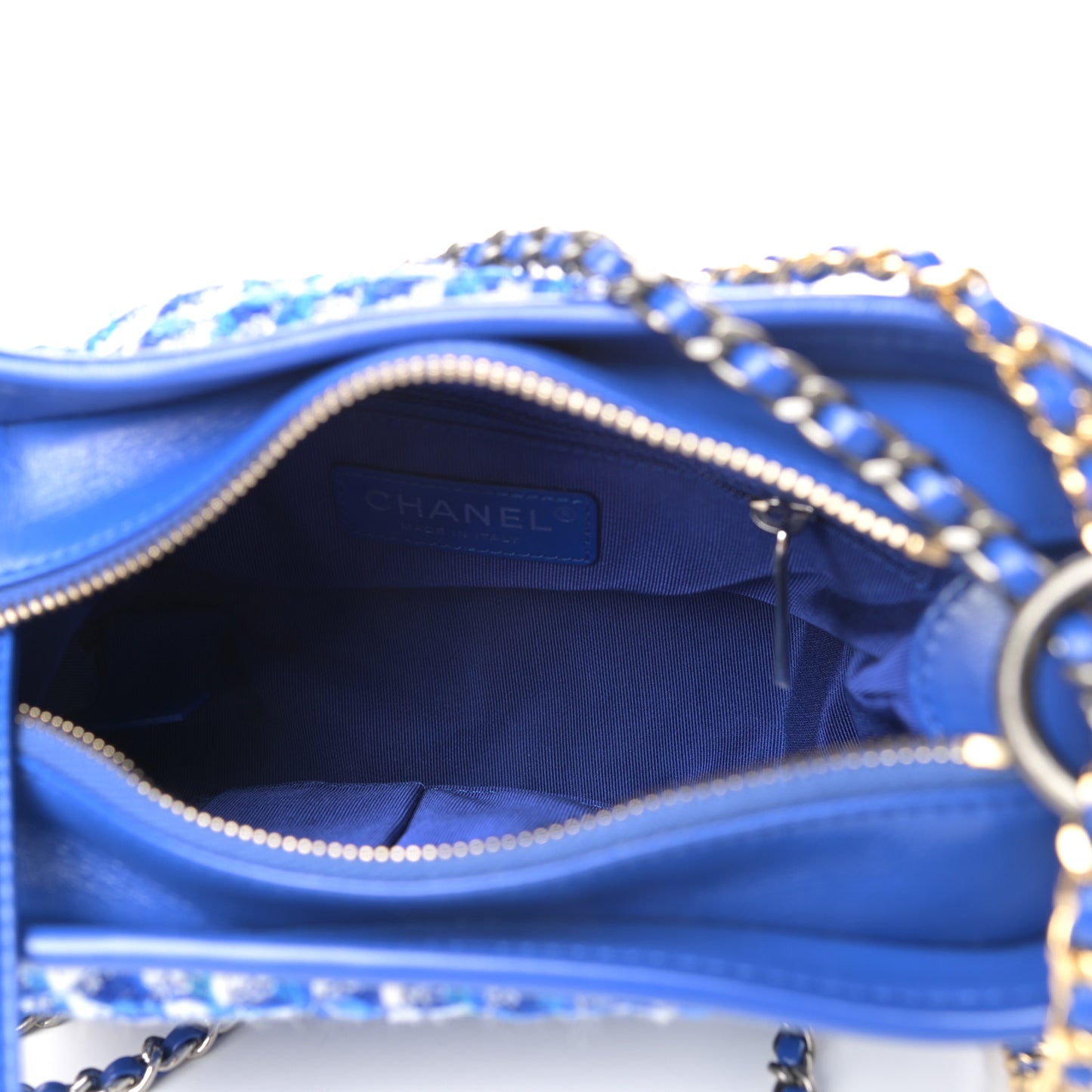 Tweed Calfskin Small Gabrielle Hobo Royal Blue
