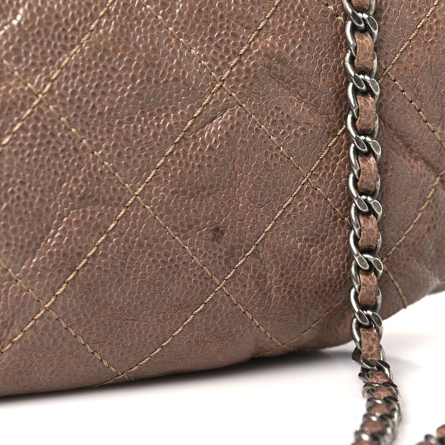 Chanel Caviar Quilted Medium Elastic Flap Brown 11 of 12