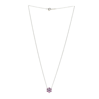 Tiffany Platinum Pink Purple Sapphire Flower Pendant Necklace 3 of 6