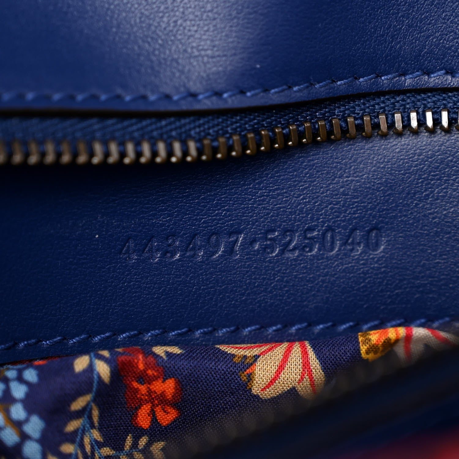 Gucci Cotton Calfskin Matelasse Floral Print Small GG Marmont Shoulder Bag Blue Red Deep Ocean Blue 7 of 10