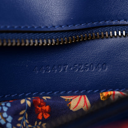 Gucci Cotton Calfskin Matelasse Floral Print Small GG Marmont Shoulder Bag Blue Red Deep Ocean Blue 7 of 10