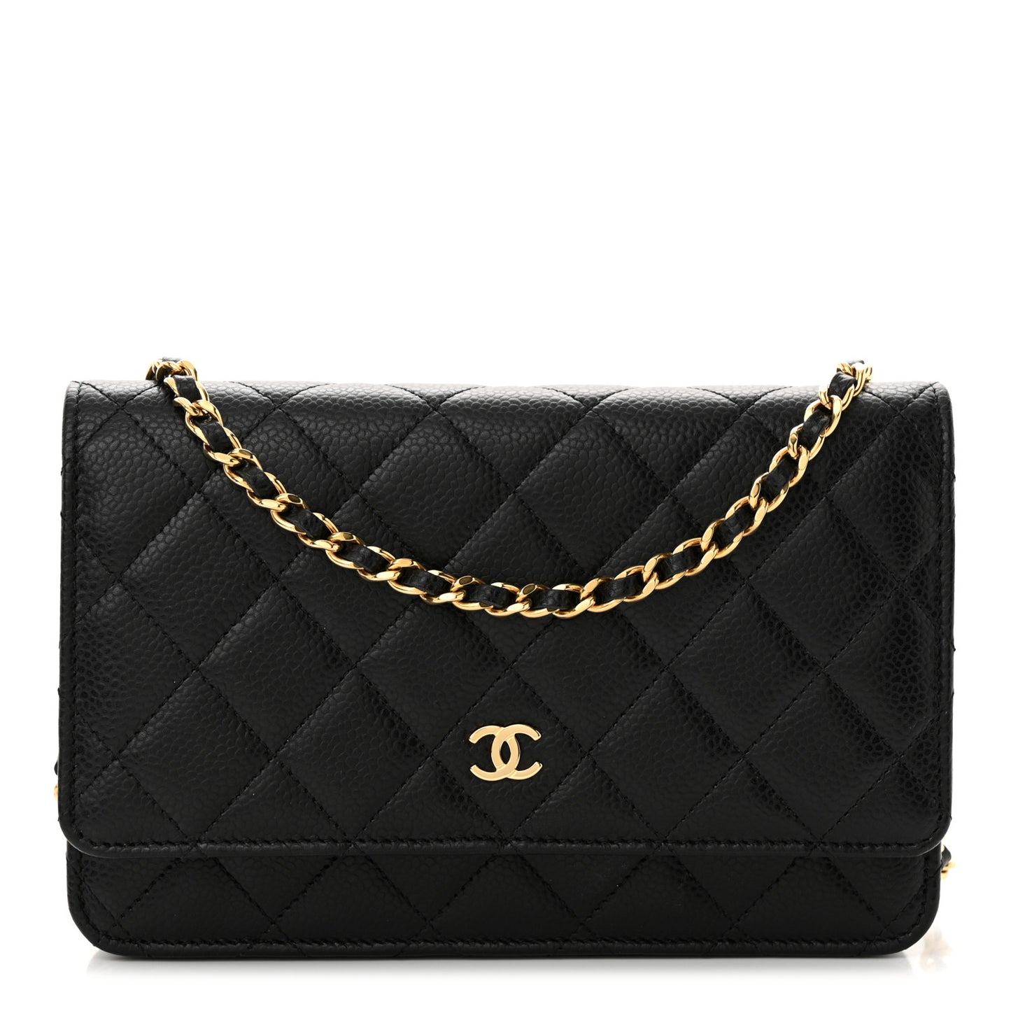 Caviar Quilted Wallet on Chain WOC Black