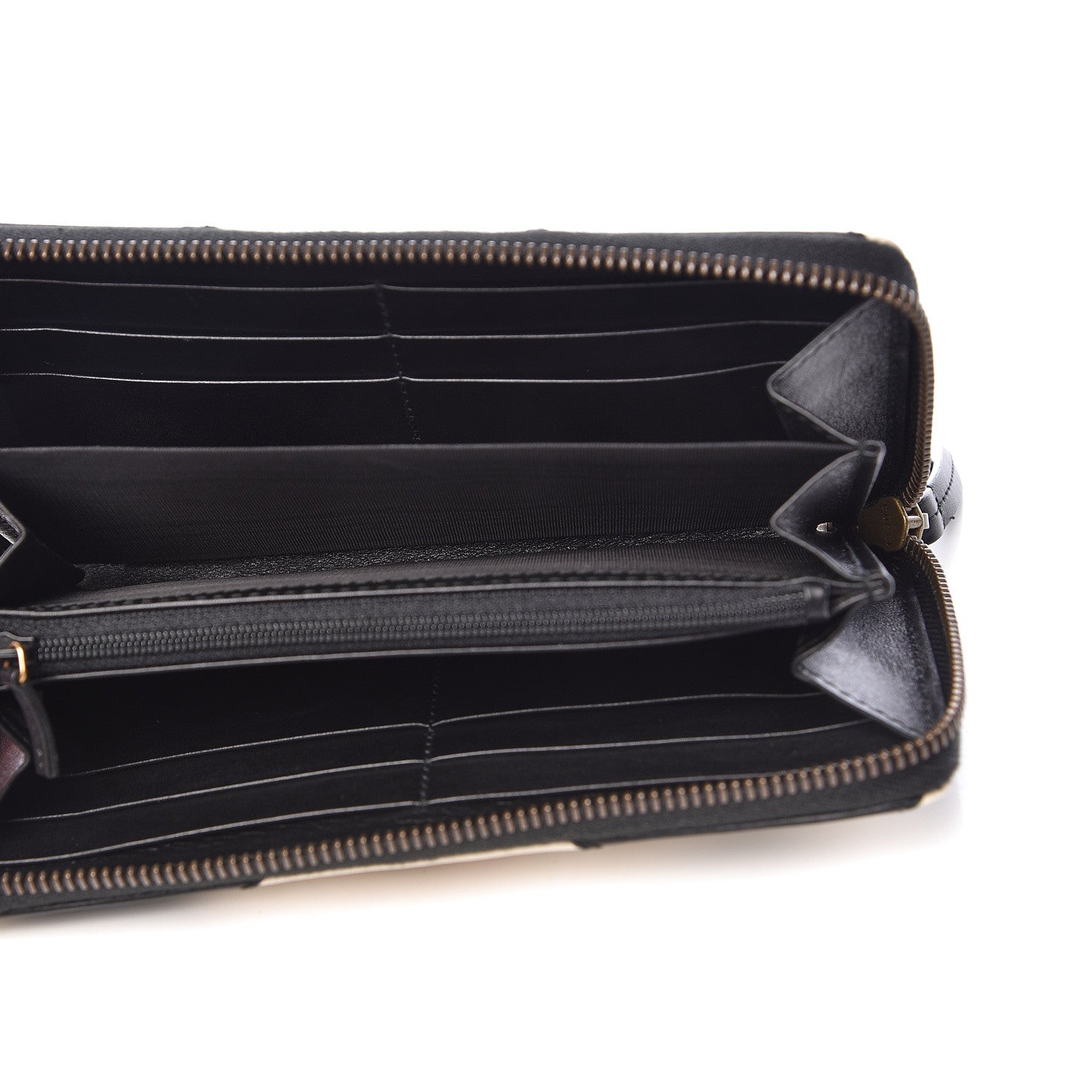 Gucci Calfskin Matelasse GG Marmont Zip Around Organizer Wallet Black White 5 of 8