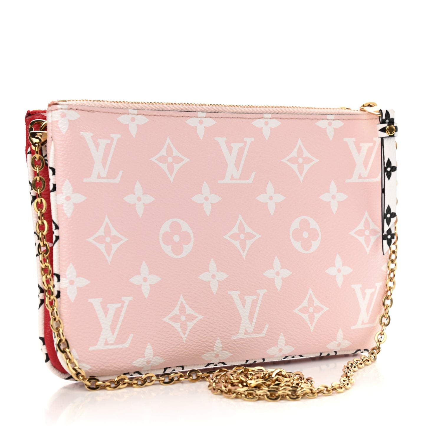 Monogram Giant Double Zip Pochette Rouge