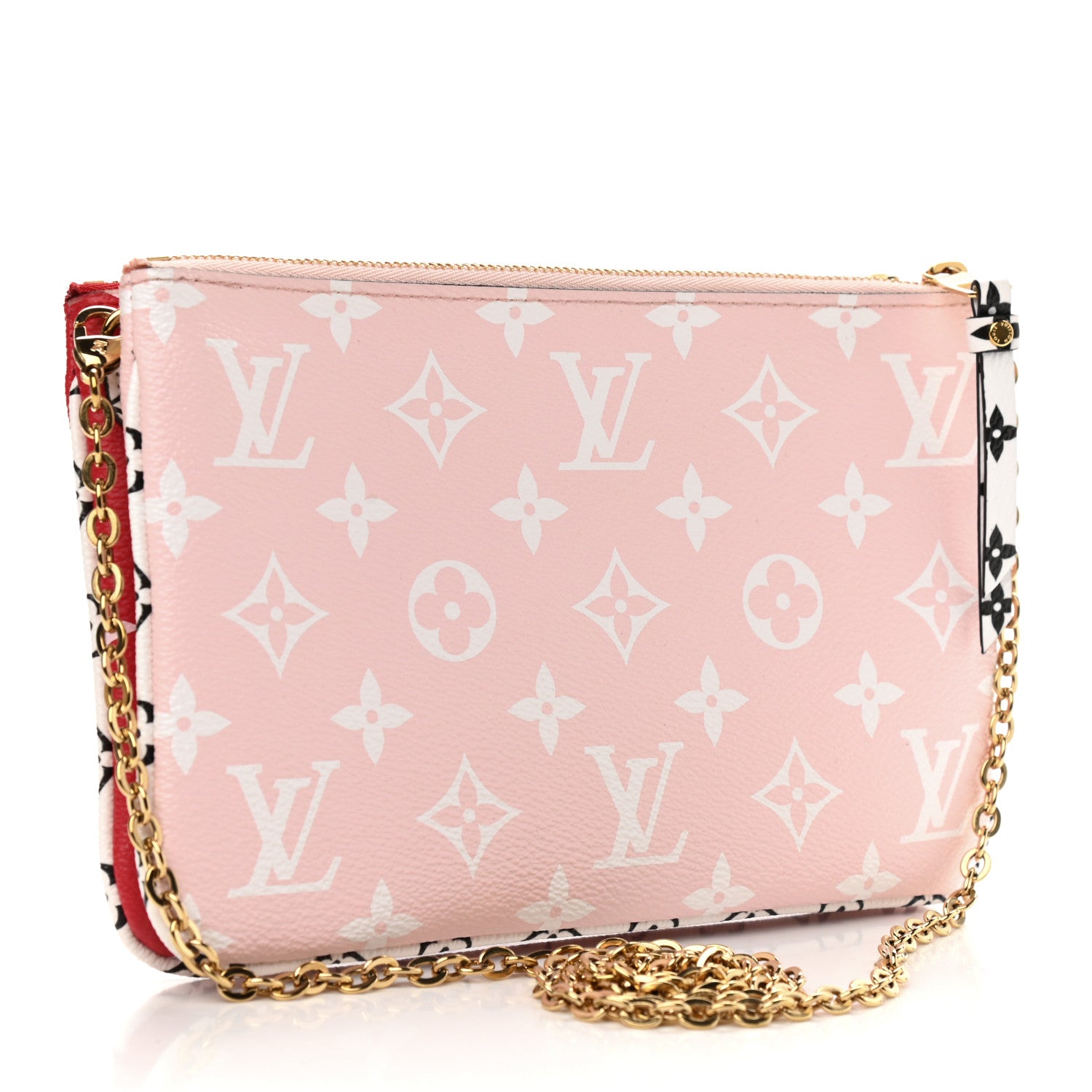 Louis Vuitton Monogram Giant Double Zip Pochette Rouge 3 of 11
