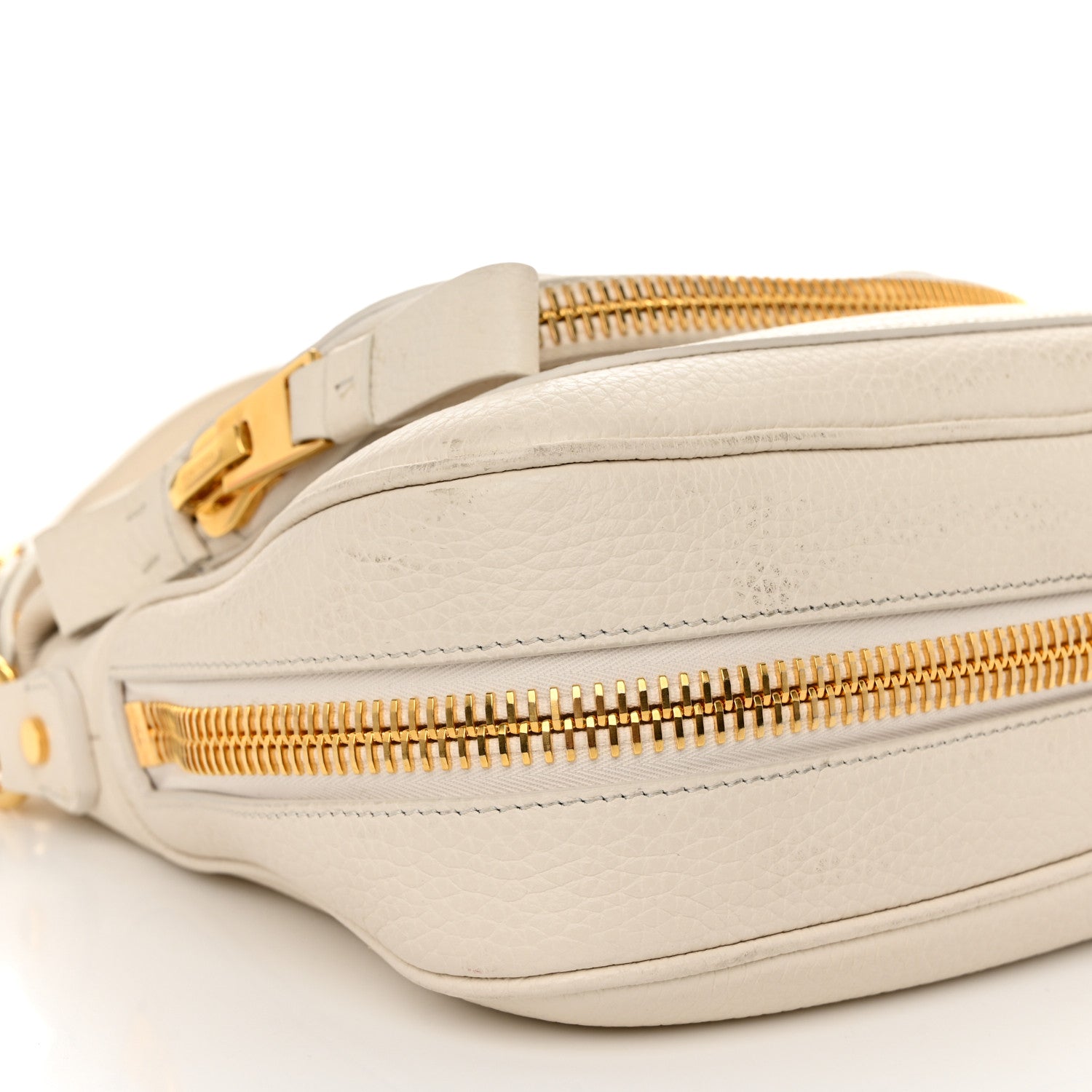 Tom Ford Grained Calfskin Medium Double Strap Jennifer Crossbody Chalk 9 of 14