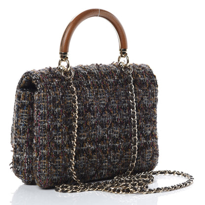 Chanel Tweed Wood Knock On Wood Top Handle Bag Brown Blue Purple Gold 4 of 10