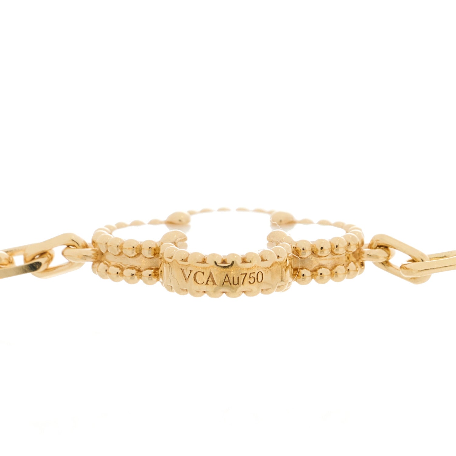 Van Cleef & Arpels 18K Yellow Gold Mother of Pearl 5 Motifs Vintage Alhambra Bracelet 4 of 5
