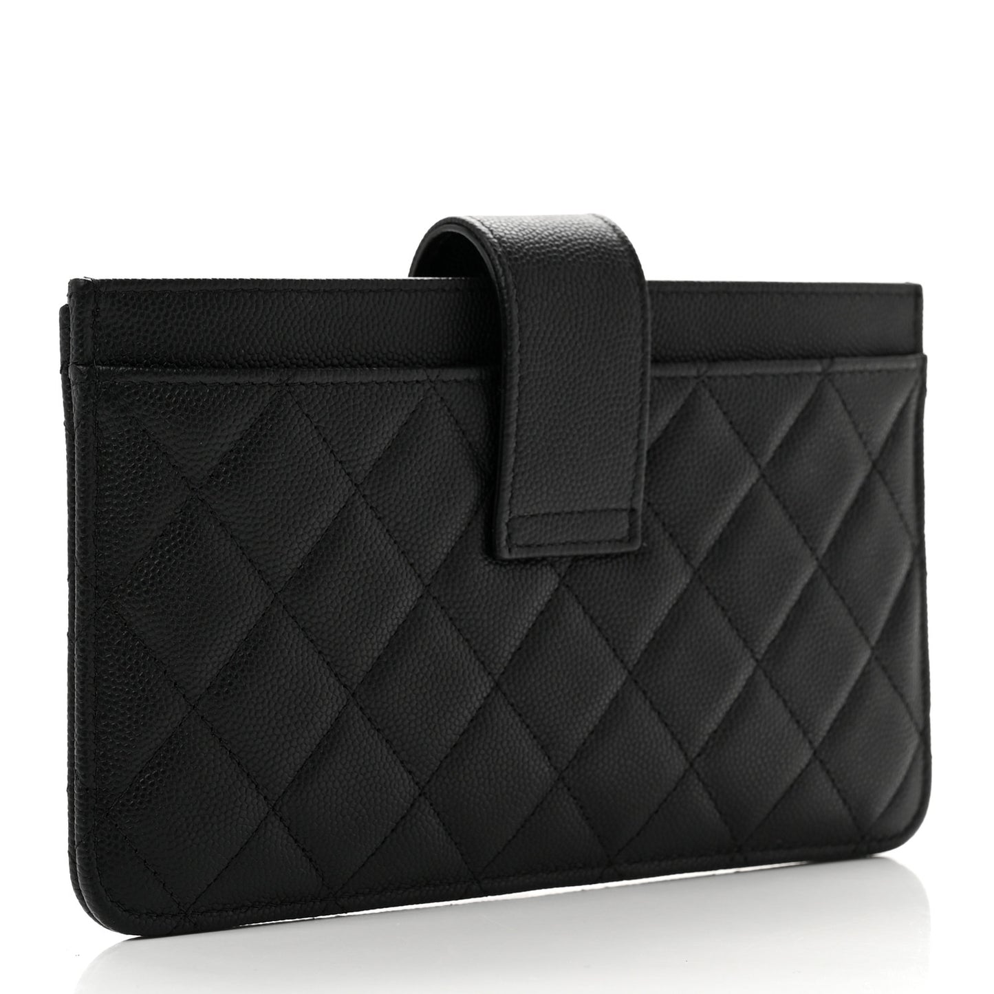 Caviar Quilted Classic Strap Pouch Black