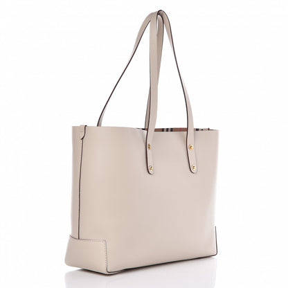 Burberry Calfskin Crest Embossed Small Tote Limestone 3 of 8