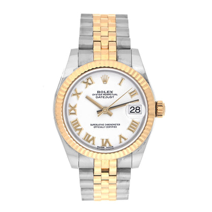 Rolex Stainless Steel 18K Yellow Gold 31mm Oyster Perpetual Datejust Watch White Roman 178273 1 of 5