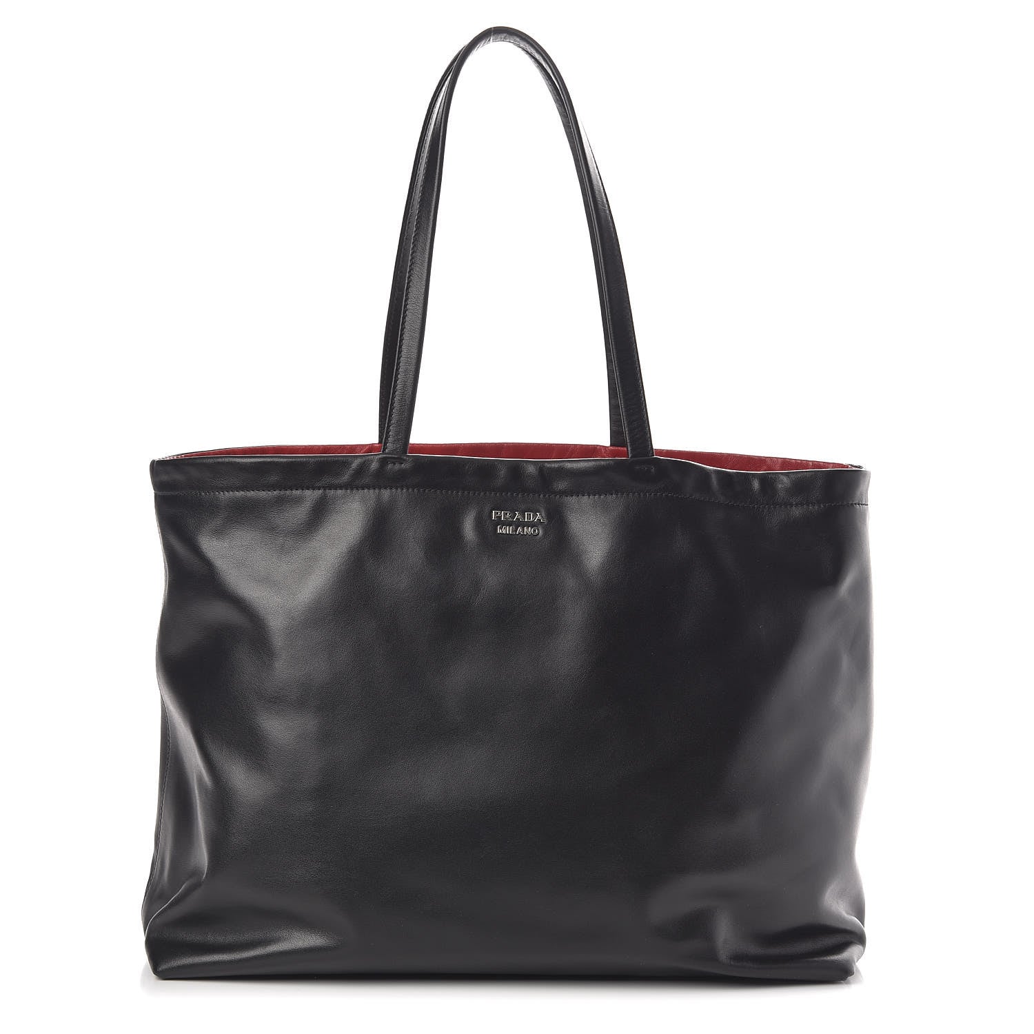 Prada Soft Calfskin Shopping Tote Black Fuoco 1 of 10