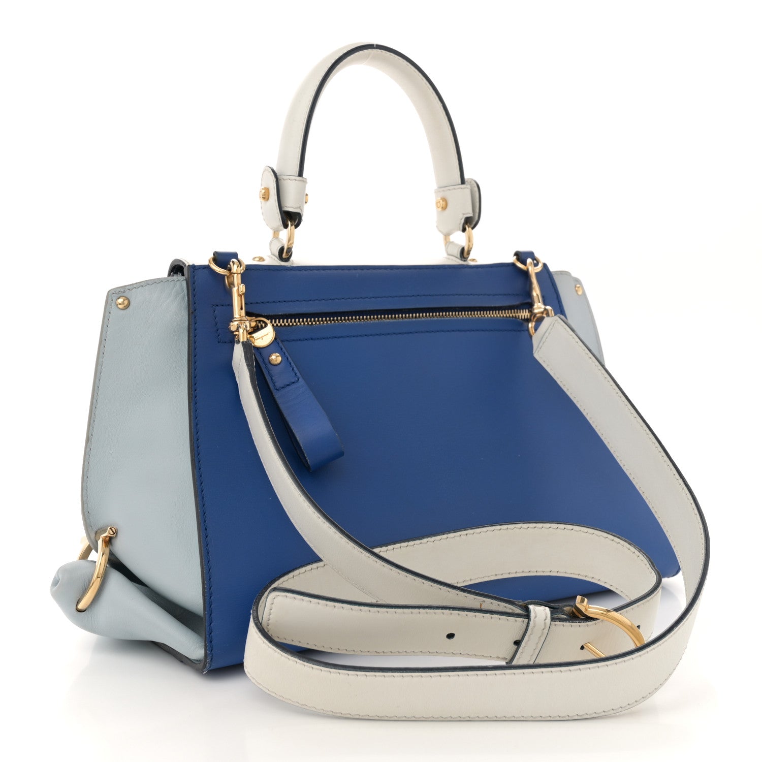 Salvatore Ferragamo Calfskin Small Sofia Satchel Blue Multicolor 3 of 13
