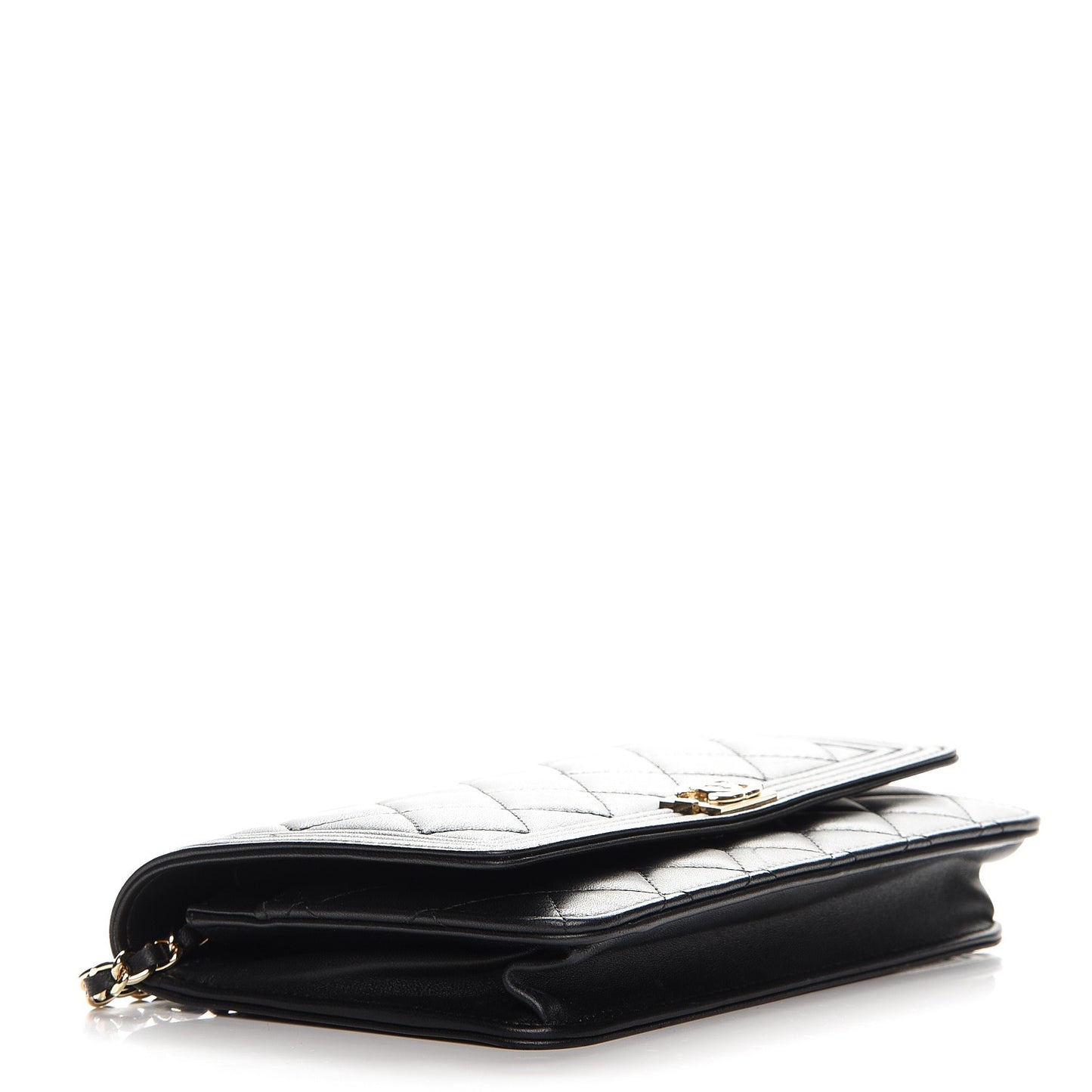 Lambskin Quilted Boy Wallet On Chain WOC Black