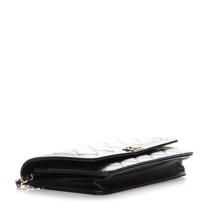 Chanel Lambskin Quilted Boy Wallet On Chain WOC Black 3 of 9