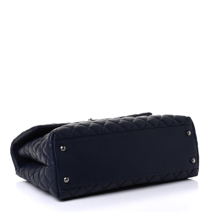 Chanel Caviar Quilted Medium Coco Handle Flap Navy Blue 3 of 5