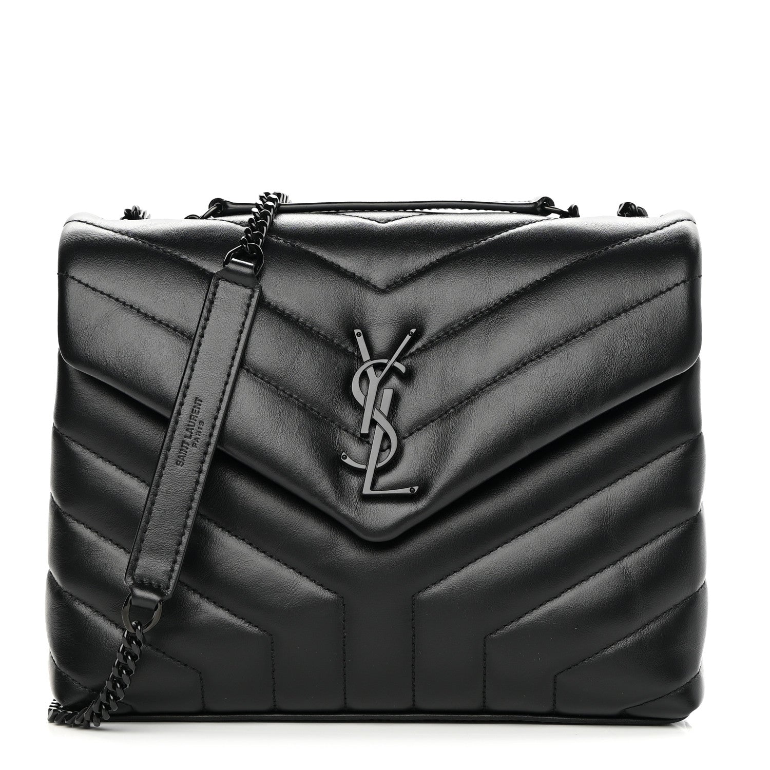 Saint Laurent Calfskin Y Quilted Monogram Monochrome Small Loulou Chain Satchel Black 1 of 10