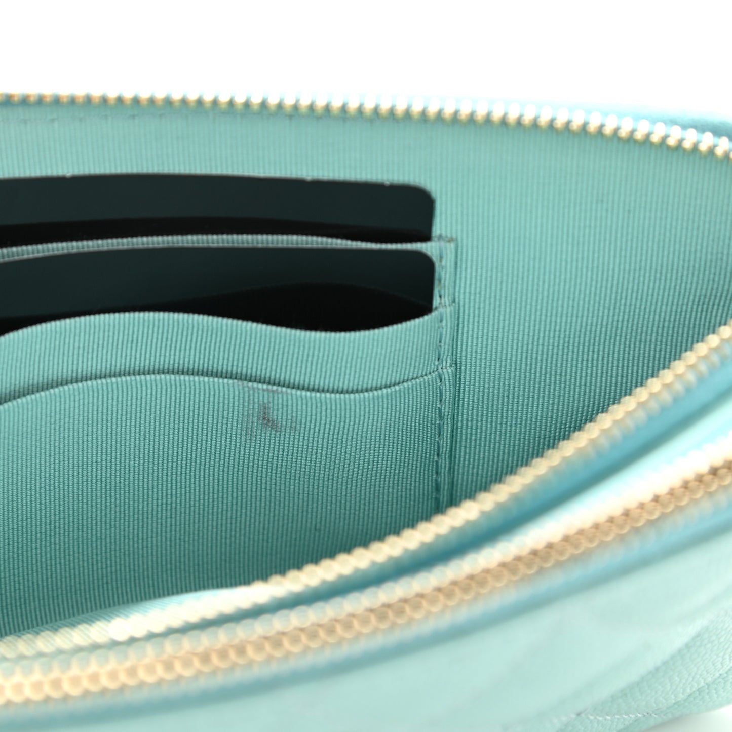 Caviar Quilted Small Clutch With Chain Light Blue