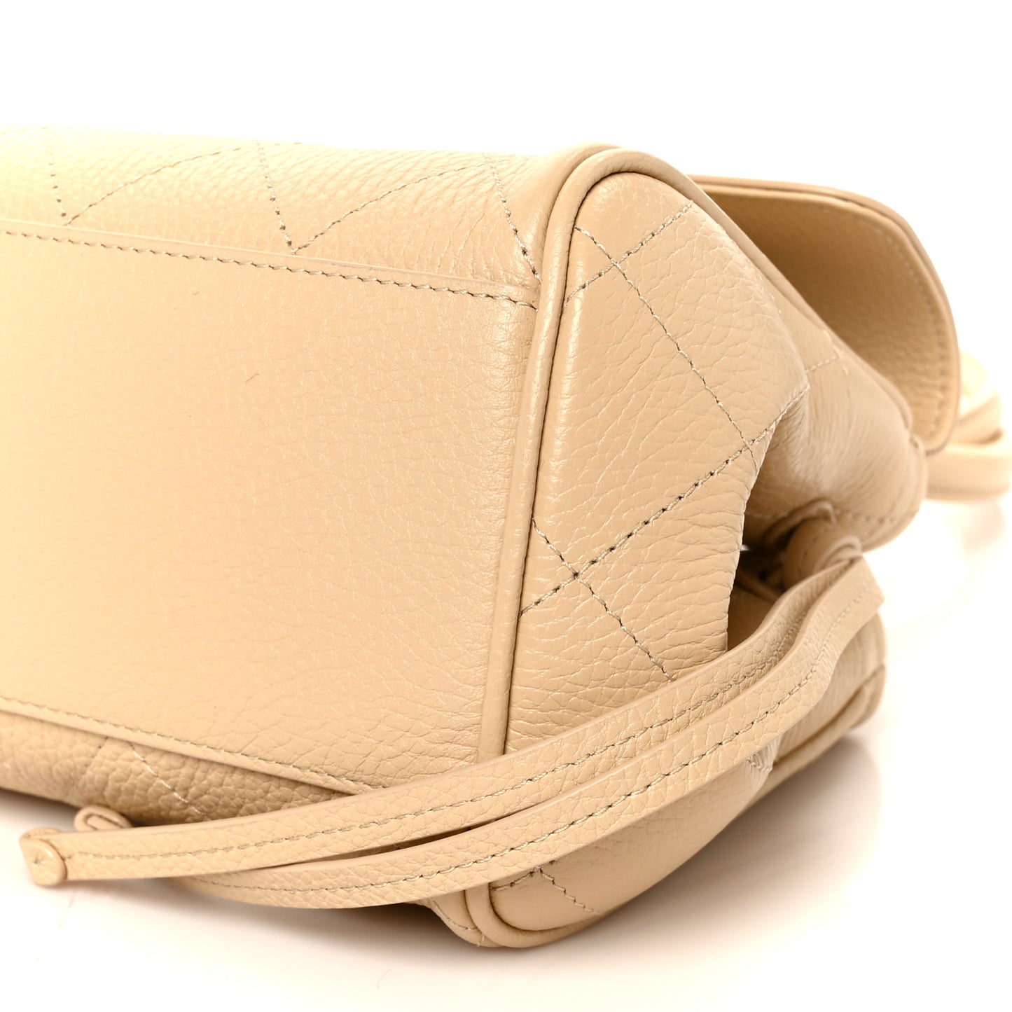 Grained Calfskin Stitched Urban Essentials Small Shopping Bag Beige