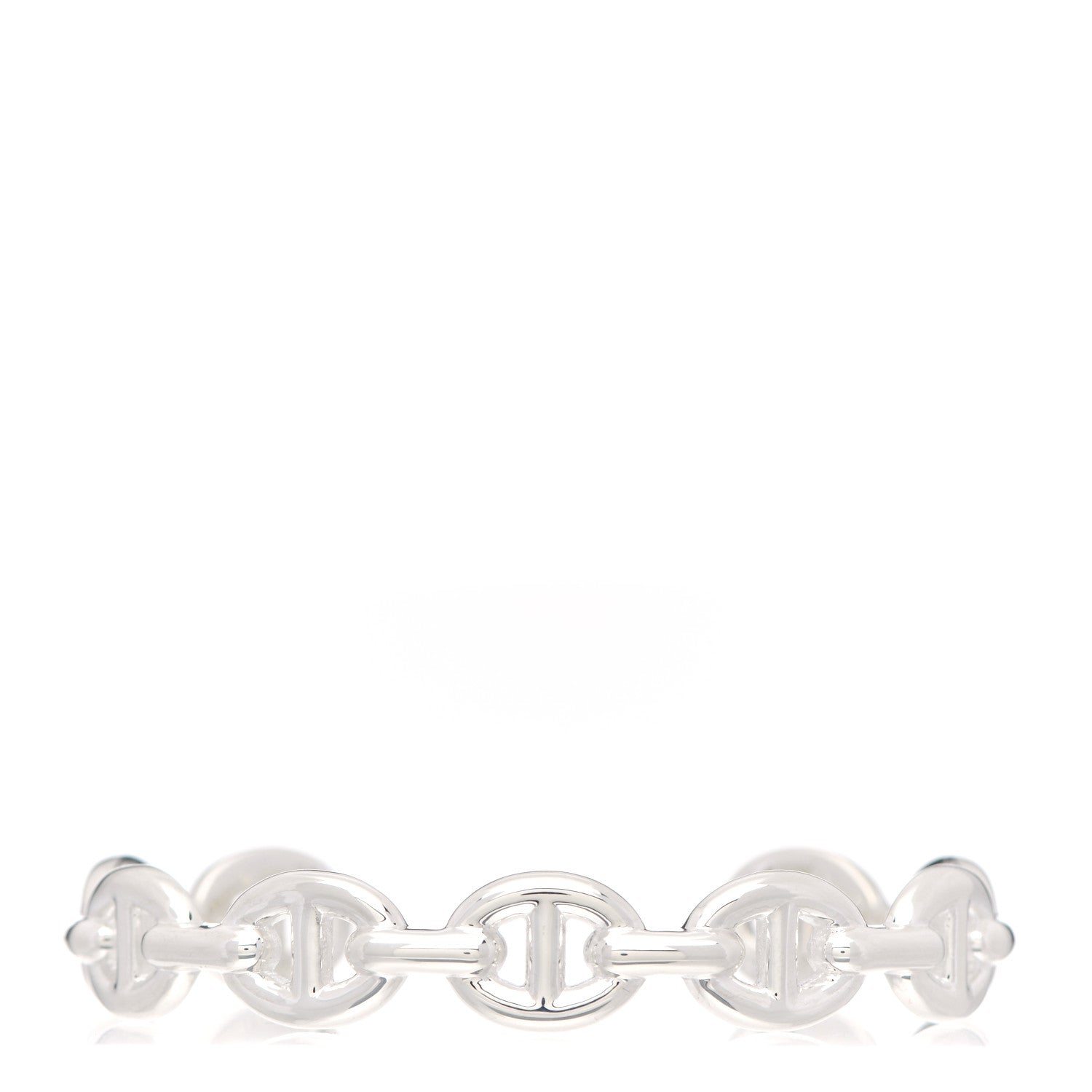 Hermes Sterling Silver MM Chaine d'Ancre Enchainee Cuff Bracelet SH 1 of 6