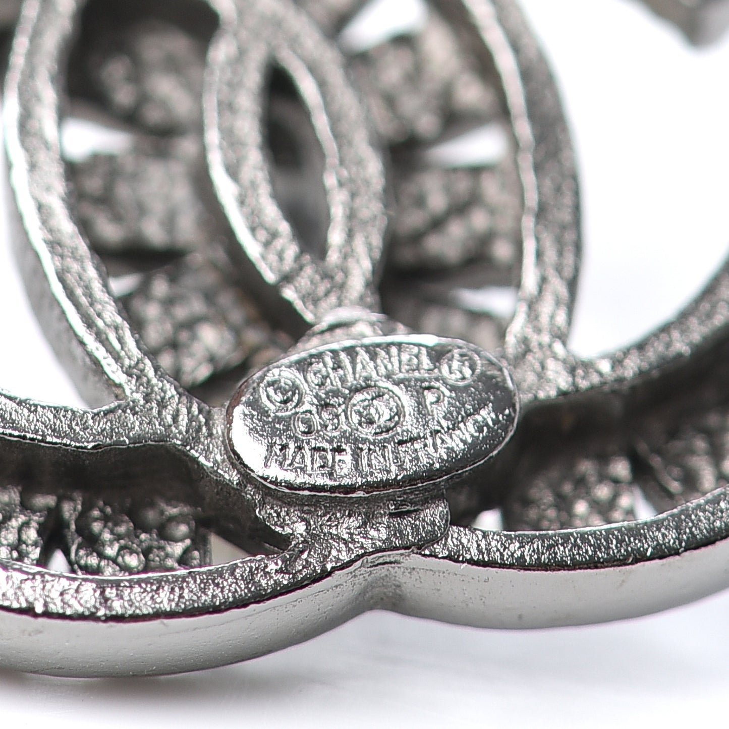 Crystal CC Drop Earrings Ruthenium