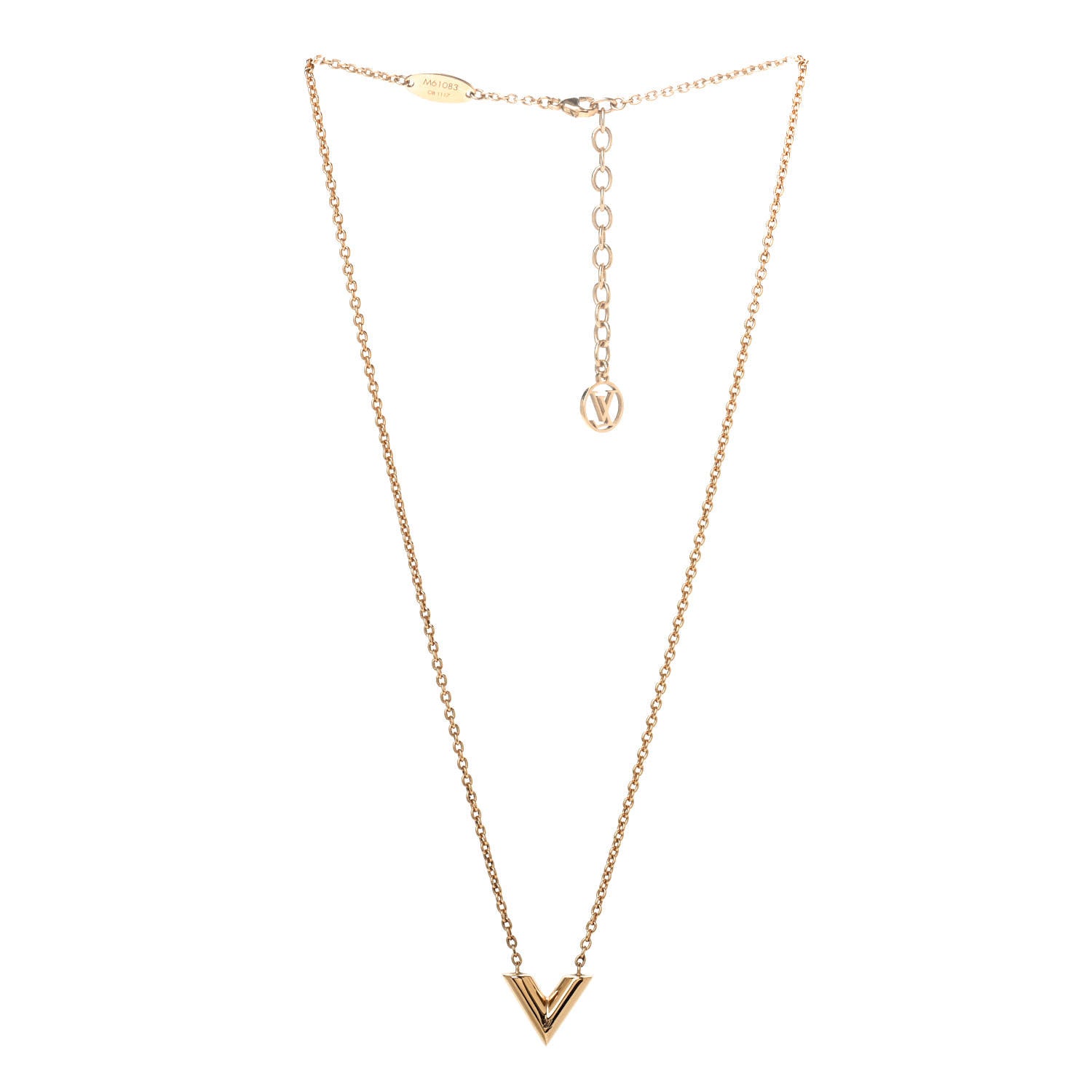 Louis Vuitton Essential V Necklace Gold 2 of 4