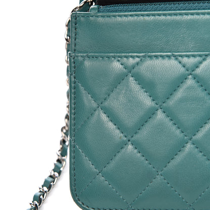 Chanel Lambskin Quilted Boy Wallet On Chain WOC Turquoise 9 of 13