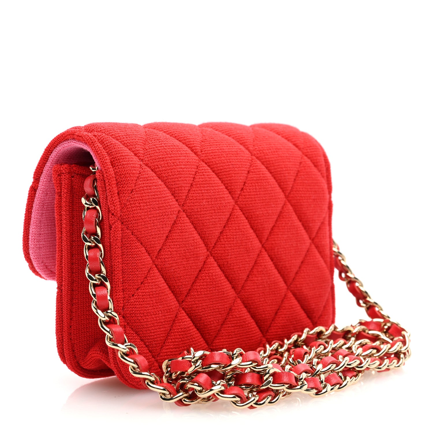 Chanel Jersey Quilted Micro Mini Flap Red 3 of 11
