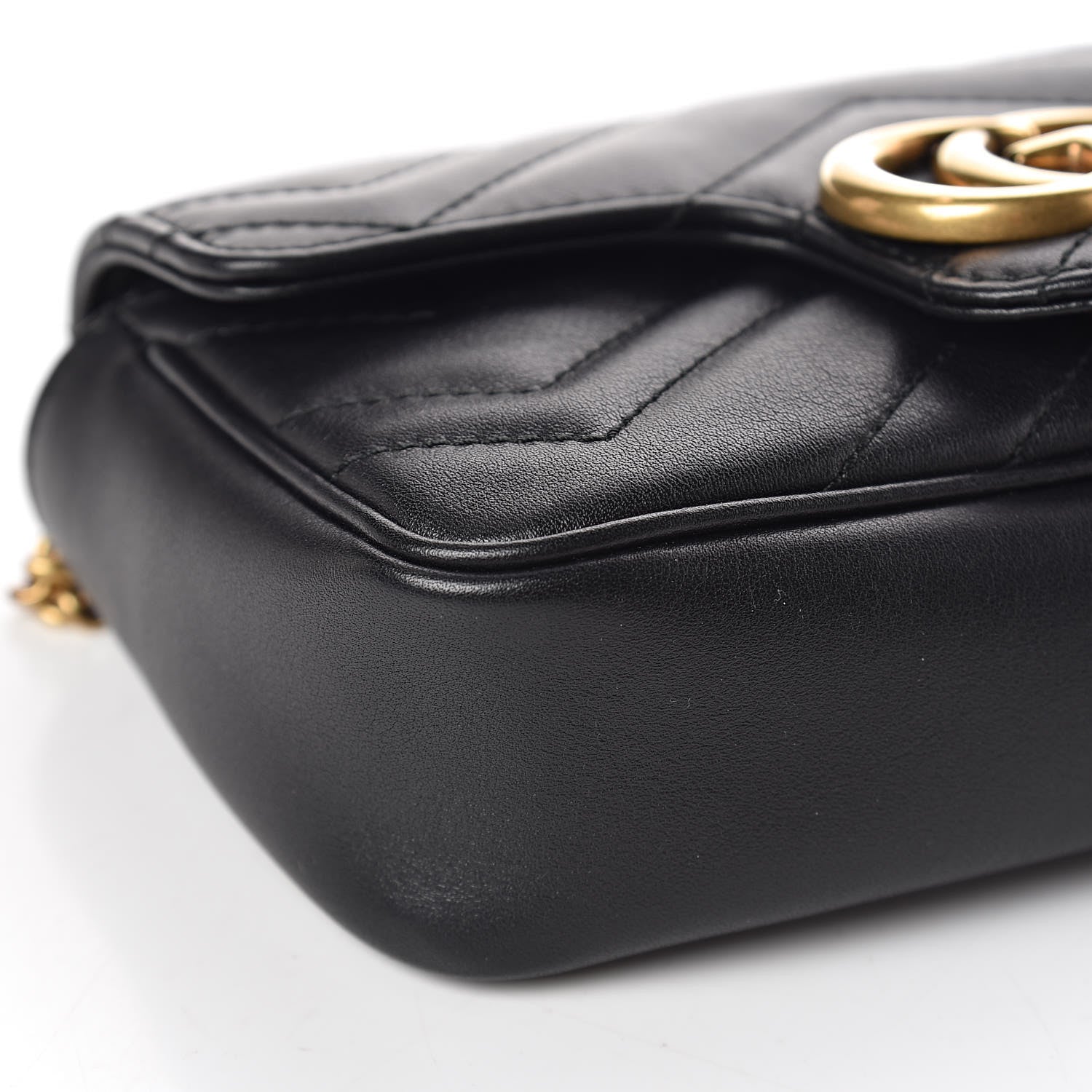 Gucci Calfskin Matelasse Super Mini GG Marmont Shoulder Bag Black 8 of 13