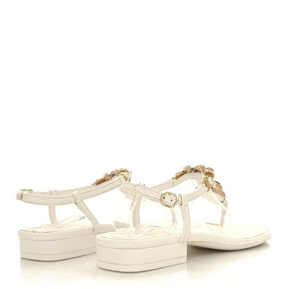 Chanel Lambskin Metal Heart Thong Sandals 36 White 4 of 8