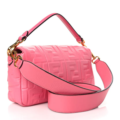 Fendi Nappa FF 1974 Embossed Baguette Rosa Fluo 3 of 8